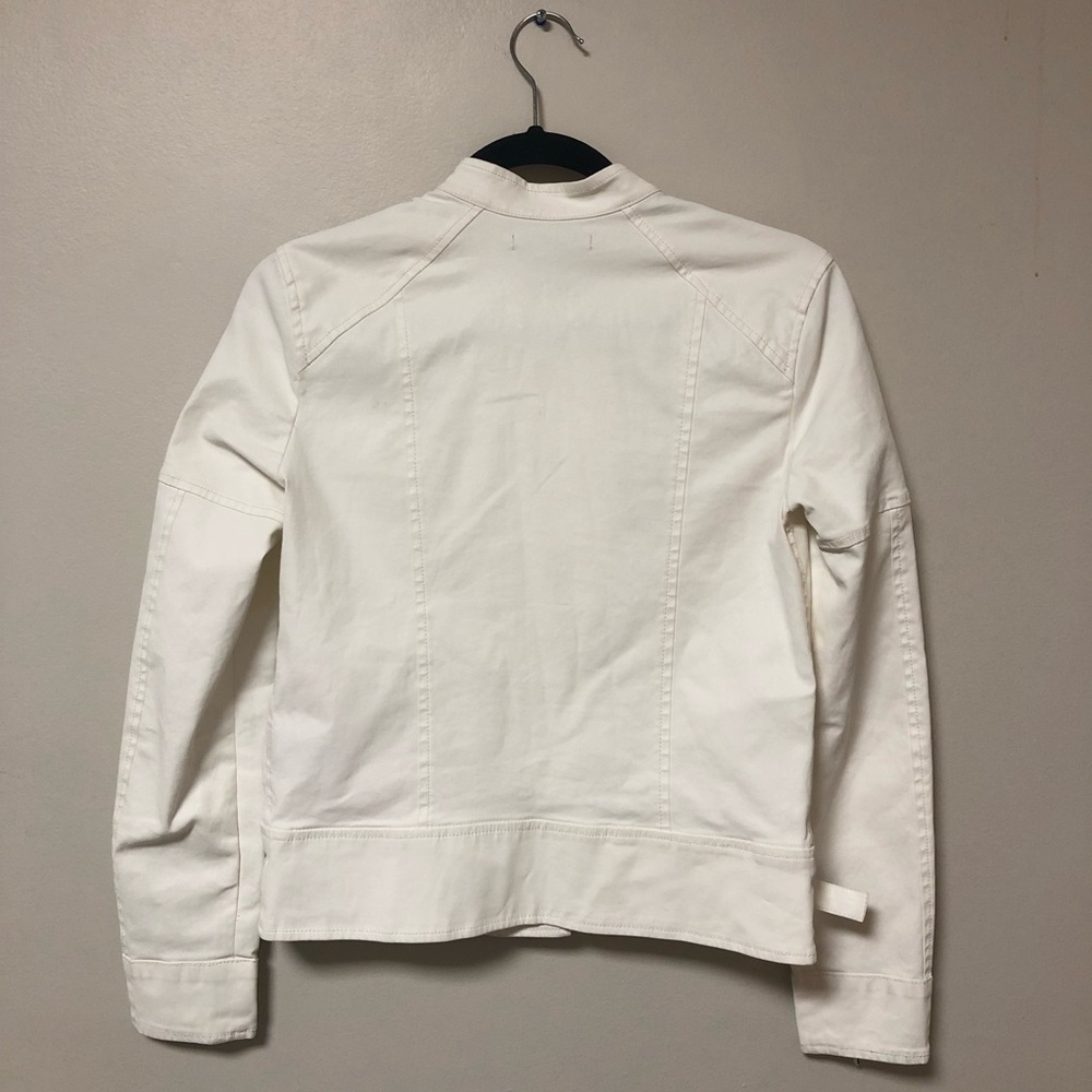 White Coated Denim Motorcycle Jacket - Picture 5 of 7